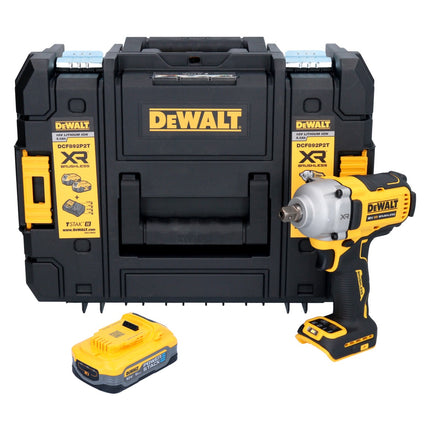 DeWalt DCF 892 NT akumulatorowy klucz udarowy 18 V 813 Nm 1/2" bezszczotkowy + 1x akumulator Powerstack 5,0 Ah + TSTAK - bez ładowarki