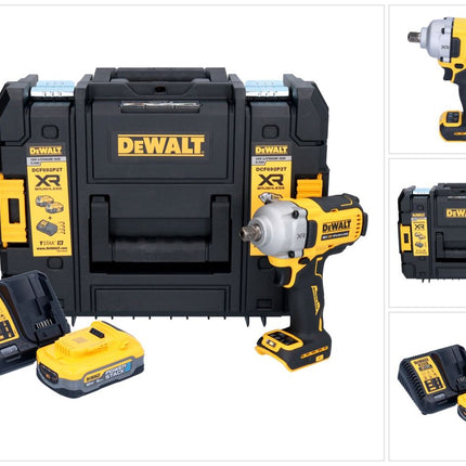 DeWalt DCF 892 H1T akumulatorowy klucz udarowy 18 V 813 Nm 1/2" bezszczotkowy + 1x akumulator Powerstack 5,0 Ah + ładowarka + TSTAK