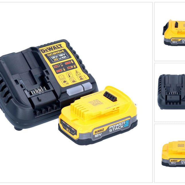 Zestaw startowy akumulatorów DeWalt DCB 1104 E1 12 V / 18 V 1x akumulator Powerstack 1,7 Ah + ładowarka DCB 1104