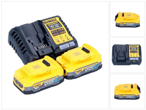 Zestaw startowy akumulatorów DeWalt DCB 1104 E2 12 V / 18 V 2x akumulator Powerstack 1,7 Ah + ładowarka DCB 1104