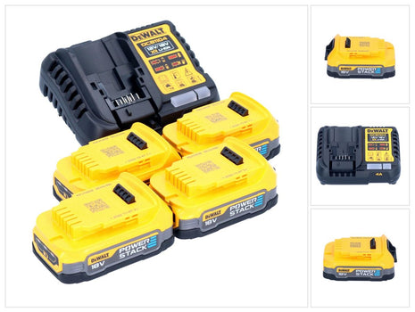 Zestaw startowy akumulatorów DeWalt DCB 1104 E4 12 V / 18 V 4x akumulator Powerstack 1,7 Ah + ładowarka DCB 1104