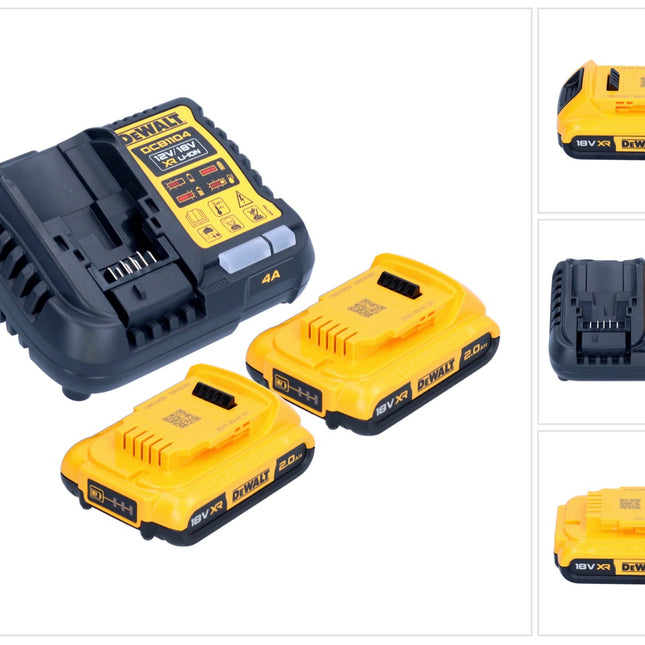 Zestaw startowy akumulatorów DeWalt DCB 1104 D2 12 V / 18 V 2x akumulator 2,0 Ah + ładowarka DCB 1104