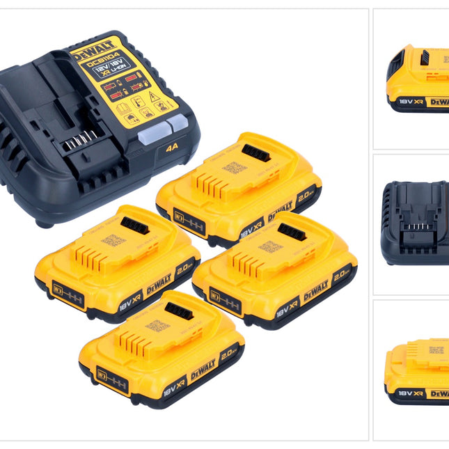 Zestaw startowy akumulatorów DeWalt DCB 1104 D4 12 V / 18 V 4x akumulator 2,0 Ah + ładowarka DCB 1104