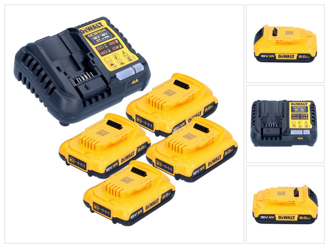 Zestaw startowy akumulatorów DeWalt DCB 1104 D4 12 V / 18 V 4x akumulator 2,0 Ah + ładowarka DCB 1104