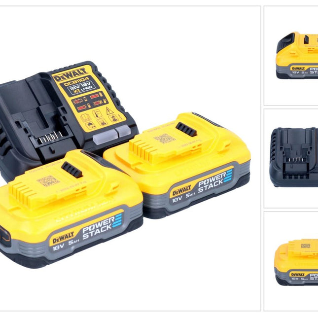 Zestaw startowy akumulatorów DeWalt DCB 1104 H2 12 V / 18 V 2x akumulator Powerstack 5,0 Ah + ładowarka DCB 1104