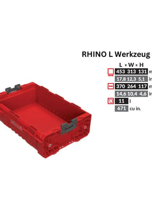 Toolbrothers RHINO L Tool Box ULTRA Niestandardowy pojemnik sztaplowany 450 x 310 x 151 mm 9 l sztaplowany