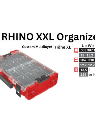 Toolbrothers RHINO XXL Organizer ULTRA Höhe XL Custom Multilayer 582 x 387 x 131 mm 13,5 l stapelbar IP66