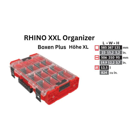 Toolbrothers RHINO XXL Organizer ULTRA wysokość XL pudełka + 13,5 l IP66 z wyjmowanymi pudełkami + przegródki