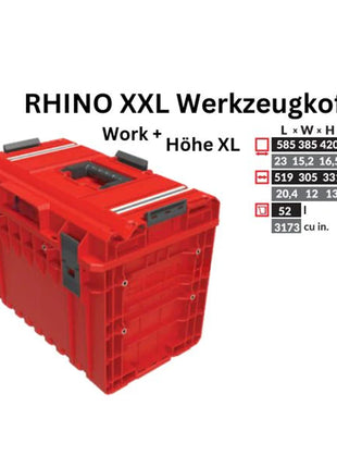 Toolbrothers RHINO XXL Mallette à outils ULTRA Work+ hauteur XL 52 l IP66 avec séparateurs amovibles