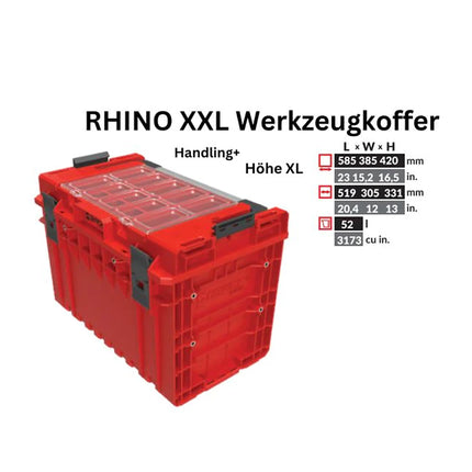 Toolbrothers RHINO XXL walizka narzędziowa ULTRA Handling+ wysokość XL 52 l IP66 z wyjmowanymi przegrodami + pudełka