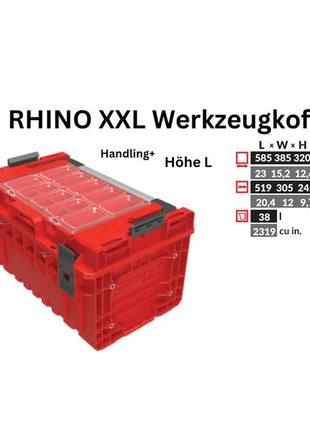 Toolbrothers RHINO XXL walizka narzędziowa ULTRA Handling+ wysokość L Niestandardowy organizer modułowy 585 x 385 x 320 mm 38 l możliwość sztaplowania IP66