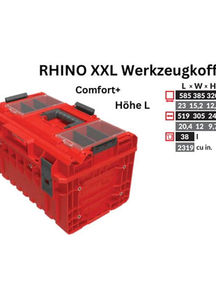 Toolbrothers RHINO XXL Werkzeugkoffer ULTRA Comfort+ Höhe L Custom modularer Organizer 585 x 385 x 320 mm 38 l stapelbar IP66