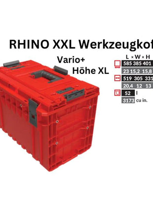 Toolbrothers RHINO XXL walizka narzędziowa ULTRA Vario+ wysokość XL niestandardowy organizer modułowy 585 x 385 x 420 mm 52 l możliwość sztaplowania IP66