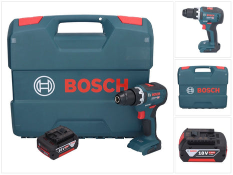 Bosch GSR 18V-55 Profesjonalna akumulatorowa wiertarko-wkrętarka 18 V 55 Nm bezszczotkowa + 1x akumulator 5,0 Ah + walizka L - bez ładowarki