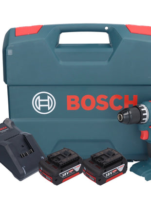 Bosch GSR 18V-45 Taladro atornillador inalámbrico profesional 18 V 45 Nm sin escobillas + 2 baterías 5,0 Ah + cargador + maletín L