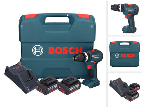 Bosch GSB 18V-55 Professional Perceuse-visseuse à percussion sans fil 18 V 55 Nm Brushless ( 0615990L7C ) + 2x batterie 4,0 Ah + chargeur + Coffret