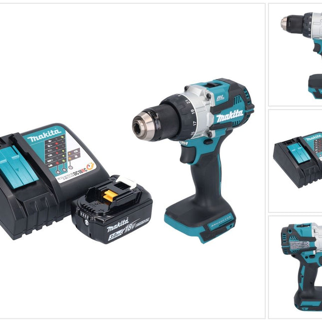 Makita DHP 489 RF1 akumulatorowa wiertarko-wkrętarka udarowa 18 V 73 Nm bezszczotkowa + 1x akumulator 3,0 Ah + ładowarka