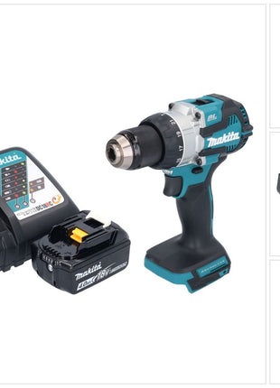 Makita DHP 489 RM1 akumulatorowa wiertarko-wkrętarka udarowa 18 V 73 Nm bezszczotkowa + 1x akumulator 4,0 Ah + ładowarka