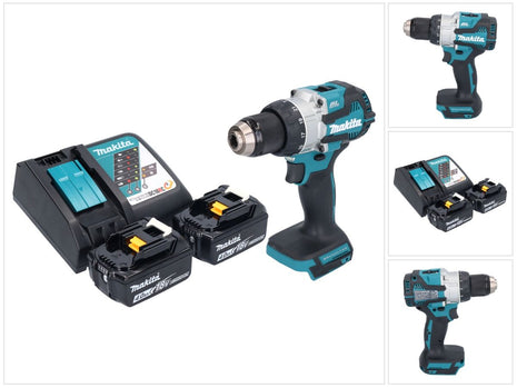 Makita DHP 489 RM Akku Schlagbohrschrauber 18 V 73 Nm Brushless + 2x Akku 4,0 Ah + Ladegerät