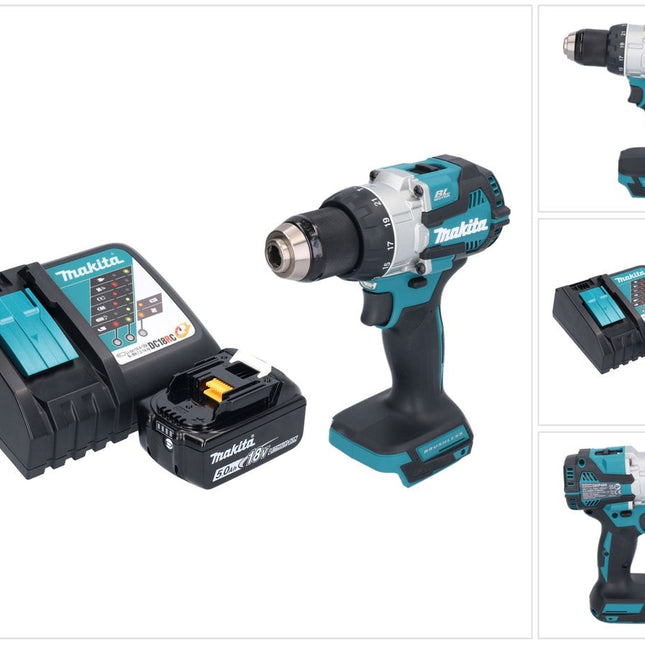 Makita DHP 489 RT1 akumulatorowa wiertarko-wkrętarka udarowa 18 V 73 Nm bezszczotkowa + 1x akumulator 5,0 Ah + ładowarka