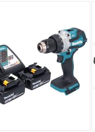 Makita DHP 489 RT Akku Schlagbohrschrauber 18 V 73 Nm Brushless + 2x Akku 5,0 Ah + Ladegerät