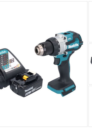 Makita DHP 489 RG1 akumulatorowa wiertarko-wkrętarka udarowa 18 V 73 Nm bezszczotkowa + 1x akumulator 6,0 Ah + ładowarka