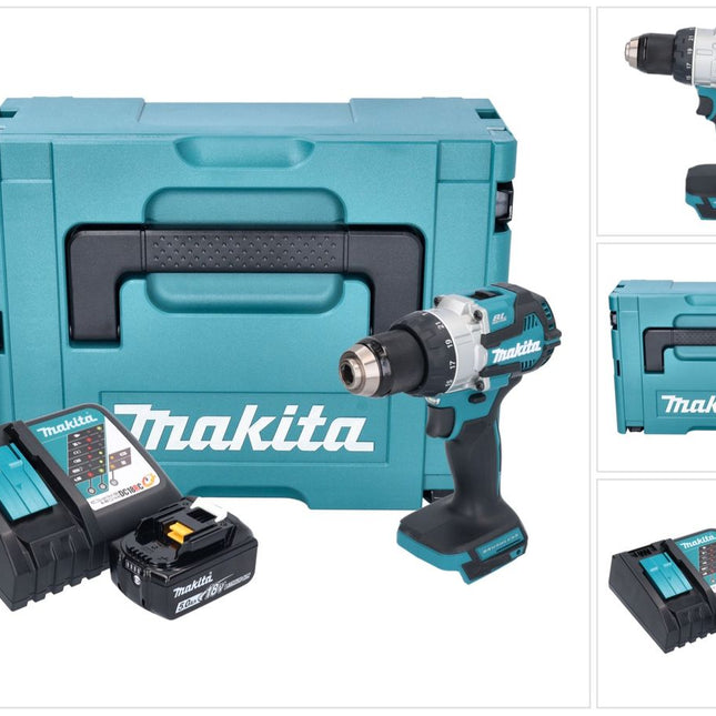 Makita DHP 489 RT1J akumulatorowa wiertarko-wkrętarka udarowa 18 V 73 Nm bezszczotkowa + 1x akumulator 5,0 Ah + ładowarka + Makpac