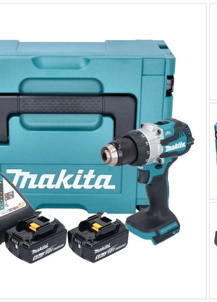 Makita DHP 489 RTJ akumulatorowa wiertarko-wkrętarka udarowa 18 V 73 Nm bezszczotkowa + 2x akumulator 5,0 Ah + ładowarka + Makpac