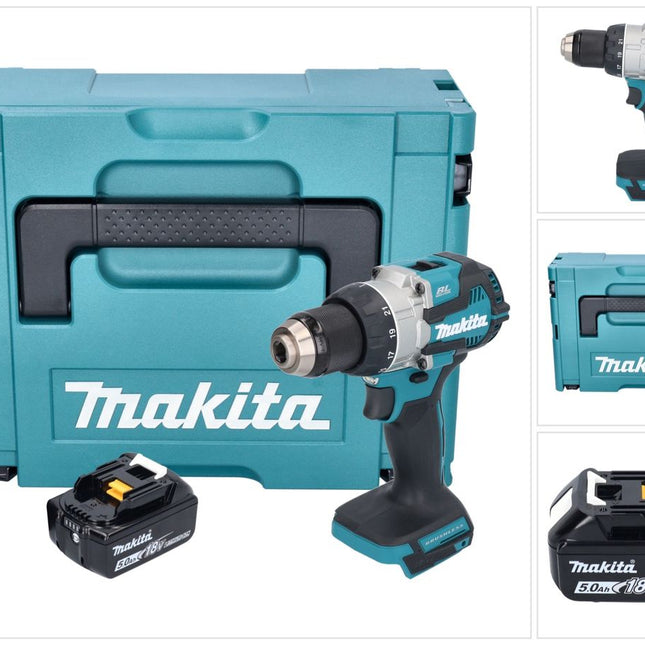 Makita DDF 489 T1J akumulatorowa wiertarko-wkrętarka 18 V 73 Nm bezszczotkowa + 1x akumulator 5,0 Ah + Makpac - bez ładowarki