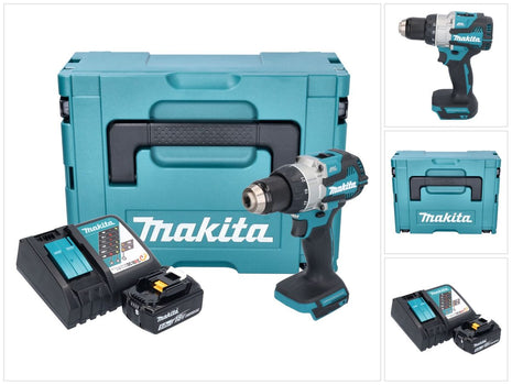 Makita DDF 489 RT1J taladro atornillador inalámbrico 18 V 73 Nm sin escobillas + 1x batería 5,0 Ah + cargador + Makpac