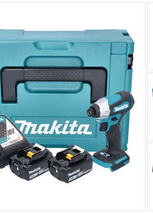 Makita DTD 157 RFJ Akku Schlagschrauber 18 V 140 Nm 1/4" Brushless + 2x Akku 3,0 Ah + Ladegerät + Makpac