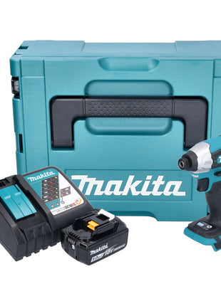 Makita DTD 157 RT1J Llave de impacto a batería 18 V 140 Nm 1/4" sin escobillas + 1x batería 5,0 Ah + cargador + Makpac