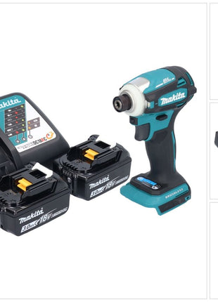 Makita DTD 172 RF Akku Schlagschrauber 18 V 180 Nm 1/4" Brushless + 2x Akku 3,0 Ah + Ladegerät