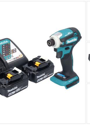 Makita DTD 172 RM Atornillador de impacto inalámbrico 18 V 180 Nm 1/4" sin escobillas + 2x baterías 4,0 Ah + cargador