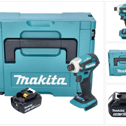 Makita DTD 172 T1J akumulatorowy klucz udarowy 18 V 180 Nm 1/4" bezszczotkowy + 1x akumulator 5,0 Ah + Makpac - bez ładowarki