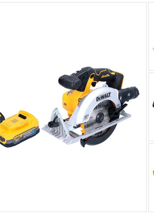 DeWalt DCS 565 E1 Akku Handkreissäge 18 V 165 mm Brushless + 1x Powerstack Akku 1,7 Ah + Ladegerät