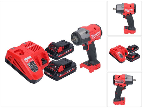 Milwaukee M18 FMTIW2F38-302 Akumulatorowy klucz udarowy 18 V 745 Nm 3/8" bezszczotkowy + 2x akumulator 3,0 Ah + ładowarka