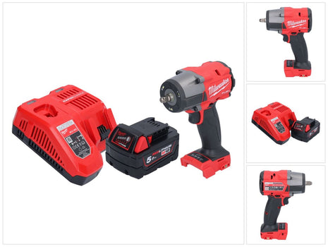 Milwaukee M18 FMTIW2F38-501 Akumulatorowy klucz udarowy 18 V 745 Nm 3/8" bezszczotkowy + 1x akumulator 5,0 Ah + ładowarka