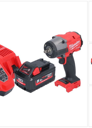 Milwaukee M18 FMTIW2F38-551 Akumulatorowy klucz udarowy 18 V 745 Nm 3/8" bezszczotkowy + 1x akumulator 5,5 Ah + ładowarka