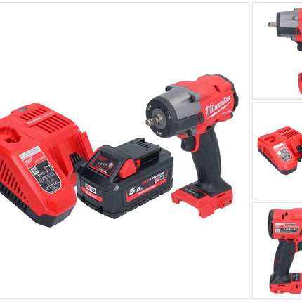 Milwaukee M18 FMTIW2F38-551 Akumulatorowy klucz udarowy 18 V 745 Nm 3/8" bezszczotkowy + 1x akumulator 5,5 Ah + ładowarka