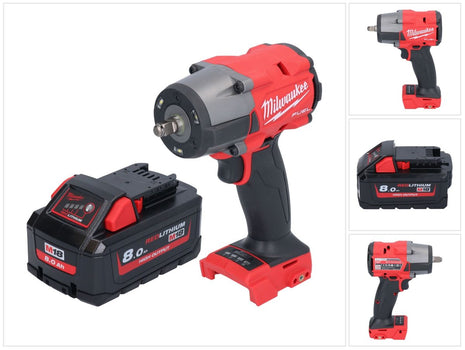 Milwaukee M18 FMTIW2F38-801 Akumulatorowy klucz udarowy 18 V 745 Nm 3/8" bezszczotkowy + 1x akumulator 8,0 Ah - bez ładowarki