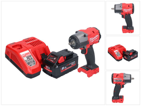 Milwaukee M18 FMTIW2F38-801 Akumulatorowy klucz udarowy 18 V 745 Nm 3/8" bezszczotkowy + 1x akumulator 8,0 Ah + ładowarka