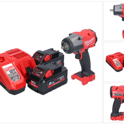 Milwaukee M18 FMTIW2F38-802 Akumulatorowy klucz udarowy 18 V 745 Nm 3/8" bezszczotkowy + 2x akumulator 8,0 Ah + ładowarka