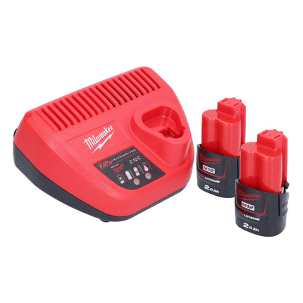 Milwaukee M12 FPD2-202 akumulatorowa wiertarka udarowa 12 V 45 Nm bezszczotkowa + 2x akumulator 2,0 Ah + ładowarka