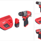 Milwaukee M12 FPD2-251 akumulatorowa wiertarka udarowa 12 V 45 Nm bezszczotkowa + 1x akumulator 2,5 Ah + ładowarka