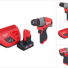 Milwaukee M12 FPD2-401 akumulatorowa wiertarka udarowa 12 V 45 Nm bezszczotkowa + 1x akumulator 4,0 Ah + ładowarka
