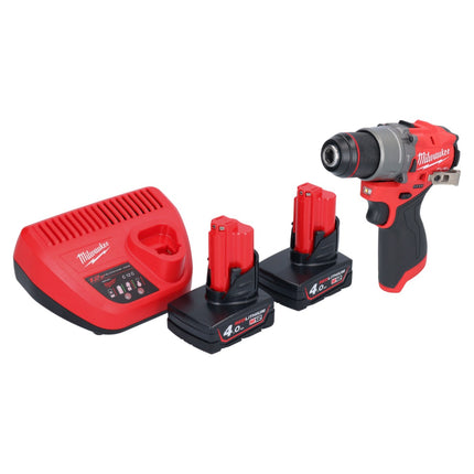 Milwaukee M12 FPD2-402 akumulatorowa wiertarka udarowa 12 V 45 Nm bezszczotkowa + 2x akumulator 4,0 Ah + ładowarka