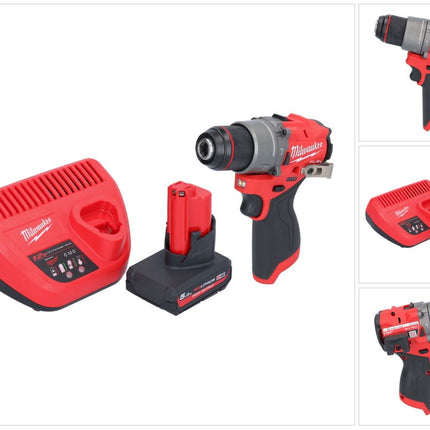 Milwaukee M12 FPD2-501 akumulatorowa wiertarka udarowa 12 V 45 Nm bezszczotkowa + 1x akumulator 5,0 Ah + ładowarka