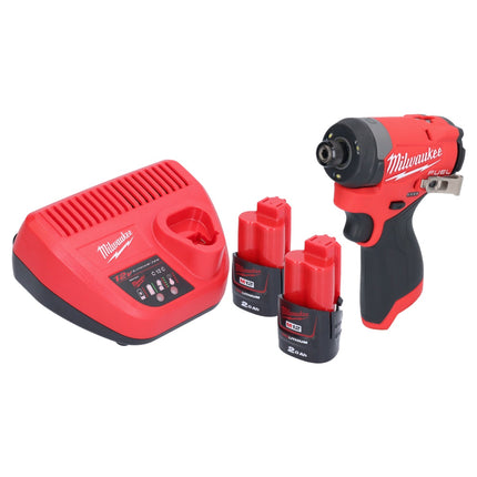 Milwaukee M12 FID2-202 akumulatorowy klucz udarowy 12 V 170 Nm 1/4" bezszczotkowy + 2x akumulator 2,0 Ah + ładowarka