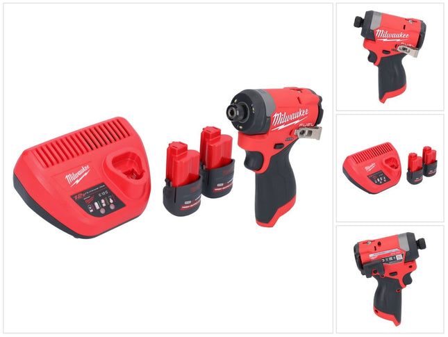 Milwaukee M12 FID2-252 akumulatorowy klucz udarowy 12 V 170 Nm 1/4" bezszczotkowy + 2x akumulator 2,5 Ah + ładowarka